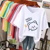 plus Size 6XL 150kg Women Summer Cott T Shirt Short Sleeves Loose Ladies Casual Woman V Neck Clothing Basic Carto T Shirts n6ma#