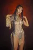 Costume de danse à franges scintillantes strass sexy cristaux franges justaucorps tenue de discothèque pour femmes chanteuse danseuse spectacle scène porter F7Tl #
