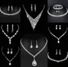 Värdebelt lab diamantsmycken Set Sterling Silver Wedding Halsbandörhängen för kvinnor Bridal Engagement Smyckesgåva 77zy#
