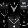 Waardevolle Lab Diamond Sieraden set Sterling Zilveren Bruiloft Ketting Oorbellen Voor Vrouwen Bruids Verlovingssieraden Cadeau 77zY #