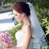 Kort tyllbröllopslöjor Två lager med kame billigt vita elfenben brudslöja för brud för äktenskap bröllop accores 96o1#
