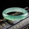 Bangle Light Green Jade Bracelet For Women Glutinous Floating Flower Collectible Grade Jewelry Traditional Ethnic Talisman Gift
