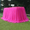 Saia de mesa tutu tule malha elástica toalha de mesa para festa de casamento decoração acessórios têxteis para casa tm