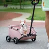 Hondendraagwagen voor kleine honden Rollende kattenkooi 4 wielen Lichtgewicht opvouwbare trolleywagen voor reizen