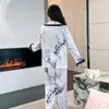 Home Clothing Lapel Pajamas Pour Femme Women Sleepwear With Buttons Print Flower Pyjamas Sexy Clothes Summer Lingerie