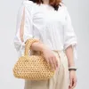صيف يدوي شاطئ صغير مربع حقيبة منسوجة خشب التصميم للخرز مسافر ، حقيبة يدوية جوفاء للنساء للسيدات محافظ S92x#