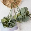 Fleurs décoratives ornement de fête tiges de verdure d'eucalyptus artificielles réalistes fausses plantes vibrantes sans entretien pour décor naturel 6 pièces