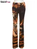 Pantalones de mujer tendencia flaco elástico Casual Streetwear básico cintura alta pantalones estampado de tigre Flare mujeres 2024 Y2K verano