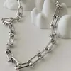 Industrie lourde Luxe léger Petit et populaire blogueur Savis Même collier en forme de U Boucle en fer à cheval plaquée en acier titane Chaîne de collier articulée en bambou