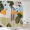 Douchegordijnen Scandinavische stijl gordijn Plant Bladeren Bad Print Polyester Stof Waterdichte badkamer met haken Scherm