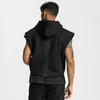 Gymmen Mens Brand Clothing Bodybuilding Cotton Hooded Tank Top Sleeveless Vest Sweatshirt Fitness Workout Sportwear Tops Male 240327