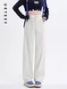 Jeans pour femmes UETEEY Beige Taille haute Taille large Baggy Pantalon Streetwear Pantalon Y2K Mode 2024 Vintage Loose Denim Mom