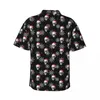 Camisas casuales para hombres Camisa hawaiana de Navidad gótica para hombre Vacaciones Grunge Cráneo Santa Manga corta Estilo callejero Blusas de gran tamaño retro