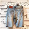 Sommer-Denim-Shorts, lässige kurze Hosen, zerrissene Löcher, alte Stickerei, Patch, niedrige Leibhöhe, Designer-Denim-Jeans für Herren 240327