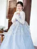 New Blue Hanbok för kvinnor koreansk traditionell kostym minoritet palats prestanda domstol kläder fr bröllop fest dance dr 126e#