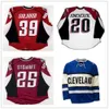 24S 3740Custom AHL Cleveland Lake Erie Monsters 25 Stewart 20 Mackenzie 39 Galiardi Hockey Jerseys Rouge Blanc Bleu Logos Cousu Taille S-4xl