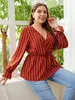 women's Elegant Blouses Cott Loose Stripe Korean Collar Foreigned Style Commuter Shirt Lg Sleeve Plus Size Female Clothing c78x#