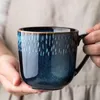 Muggar kreativitet keramisk mugg retro stil blå kaffekopp enkel hem 350 ml kawaii tumbler koppar i bulk söt te