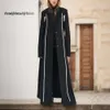 Женские куртки Французский цветной контрастный дизайн Длинное пальто Весна и осень Модный элегантный черный v-образный вырез
