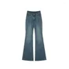 Jeans pour femmes Reddachic rayé Flare pour femmes Blue Wash High Rise Slim Fit Denim Bell Bottoms Y2K Pantalon Vintage Vêtements