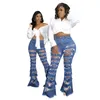 Plus Size Hosen High Street Frauen Kleidung Denim Bottoms Mi Zerrissene Jeans Cowboy Hosen Lässige Schlaghosen Großhandel Artikel n975 #