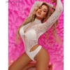Sexy Set Open Back Lace Sheer Long-sleeved Bodysuit Summer Sunscreen Breathable Tops Siamese Fishnet T-shirt Body Socks For Women Tights Y240329