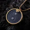 Colliers Scalar Energy Volcanic Lava Stone Collier en acier inoxydable pendentif rond pour hommes femme santé Tourmaline bijoux