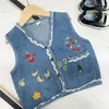 Jassen Baby Meisjes Denim Vest Schattig Kantborduurwerk Katoenen Jas Vest Kinderen Kinderkleding Overkleding