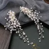 2 PCS SIER COLOR PEARLS Tiara Hairgrips Clips Handmade Milk Crystal Bands Hairs Wedding Bridal Headpiece Women Hair Actures 811y #