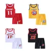 Summer Childrens Vest Suit Boys Basketball Uniform Sleeveless Shorts Snabbtorkning av sportkläder Baskettröjor Set 240325