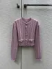 Women's Knits Celebrity Temperament Cardigan Fashion Sweet Age Reducing Fried Dough Twists Stripe Pearl Button Sweater