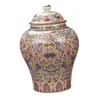 Storage Bottles Porcelain Ginger Jar Ceramic Tea Canister Tin For Bedroom Office Entrance