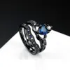 Eheringe Charm Paar Ring Herren Edelstahl Keltischer Drachenring Blauer Zirkon Damenring-Sets Valentinstag Ehering Schmuck 24329