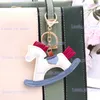 Keychains Lanyards 10 Colors New Trendy Designer PU Leather Rocking Horse Keychain Pony Horse Decoration For Lady Bag Keyring Charm Accessories T240330