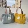 Storage Bags 1PC Fashion Drawstring Picnic Food Lunch Bag Shopping Small Handbag Tote Eco Corduroy