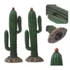 Fleurs décoratives en PVC, 2 pièces, Simulation de Cactus, décoration de bureau, Figurines artisanales, accessoires de voiture, décorations artisanales, ornement Miniature