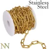 Components 10 Feet PaperClip Chain Gold Color By Length Inch Meter Wholesale Bulk Stainless Steel Paper Clip Chain for Jewelry Making