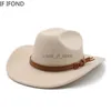 Ampla borda chapéus balde inverno e outono ocidental cowboy chapéu jazz fedora sombrero hombre h240330