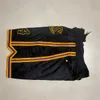 Mens''los''Nangeles'''Lakers'''Shorts Basketball Retro Mesh İşlemeli Sıradan Atletizm Gym Team Şortları Siyah