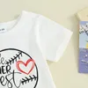 Kläder sätter baby sommarkläder baseball född spädbarn flicka romper ruffle shorts set småbarn pojke t-shirt korta byxor kläder