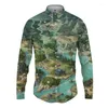 Mäns casual skjortor Green Plant Map 3D Printed Shirt Style Fashion Trendy Long -Sleeved