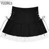 Gonne Skorts Ragazze Harajuku giapponesi Y2k Moda Vita alta Lace-Up Gothic Lolita Mini Gonna torta Donna Streetwear Dolce Gonne scozzesi a pieghe 240330