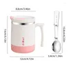 Mugs Vacuum Sealed Coffee Travel Mug 17.59oz Insulated Dual Wall With Lid Spoon Removable Base For Car