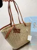 Designer -Women's Straw Woven Fashion Shopping Bag Retro Style Paired with Large Handbag Classic Decoration Handbag