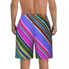 Shorts pour hommes Ligne colorée Gym Été Rayures multicolores Courir Plage Homme Séchage rapide Y2K Rétro Imprimé Grande taille Troncs