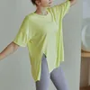 Active Shirts Women's Fitness Sports T-shirt Topps Summer Running Loose Split Short Sleeve Snabbtorkning Leisure Clothing Blue Yoga Top
