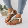 Sandals Shoes For Women 2024 Bohemian Style Toe Folk Retro Diamond Casual Roman Outdoor Female Sandalias