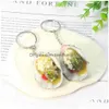 Chaveiros Lanyards 2 Pcs Resina Ostras Chaveiro Seashell Pingente Delicioso Frutos do Mar Chinês Barracas Ornamento Restaurante Iguarias Dh0VW