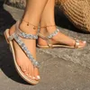 Casual Schuhe 2024 Sommer Mode Clip Toed Strass Flache frauen Sandalen Große Größe 43 Open Outdoor Für Frauen Zapatos