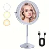 Miroir de maquillage intelligent double face de 8 pouces, miroir grossissant 1X 10X, miroir auto-rotatif, 54 perles LED super lumineuses et trois modes d'éclairage, excellent cadeau d'anniversaire pour les femmes